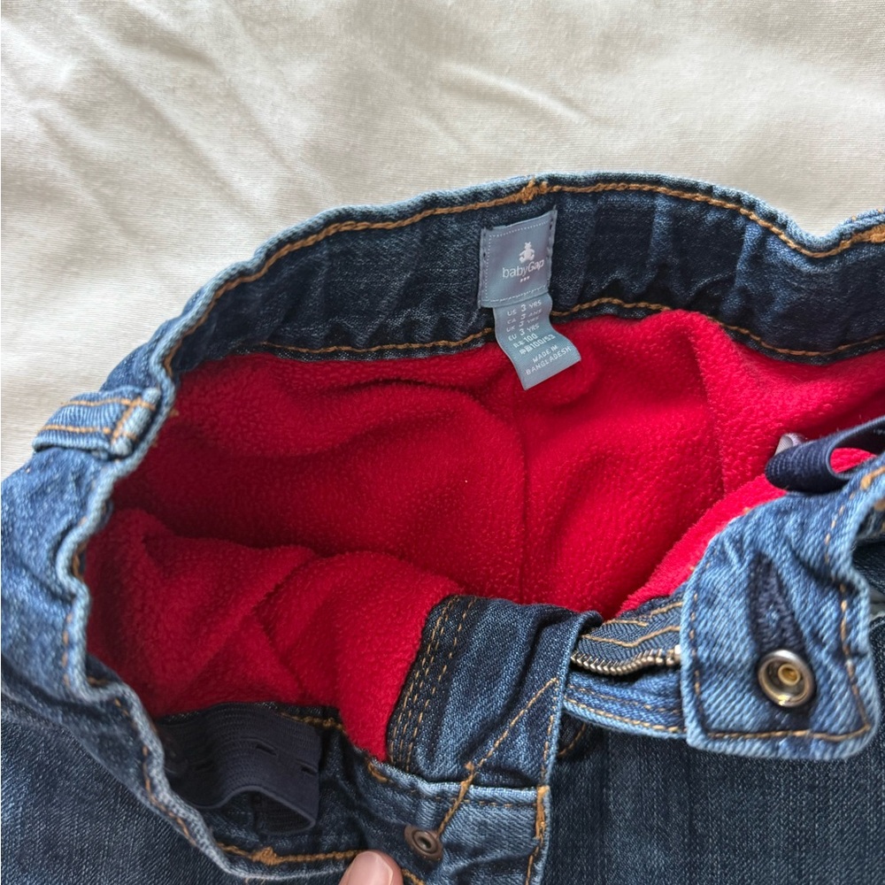GAP Kids Dark Blue Fleece Lined Denim Jeans - Picture 3 of 5